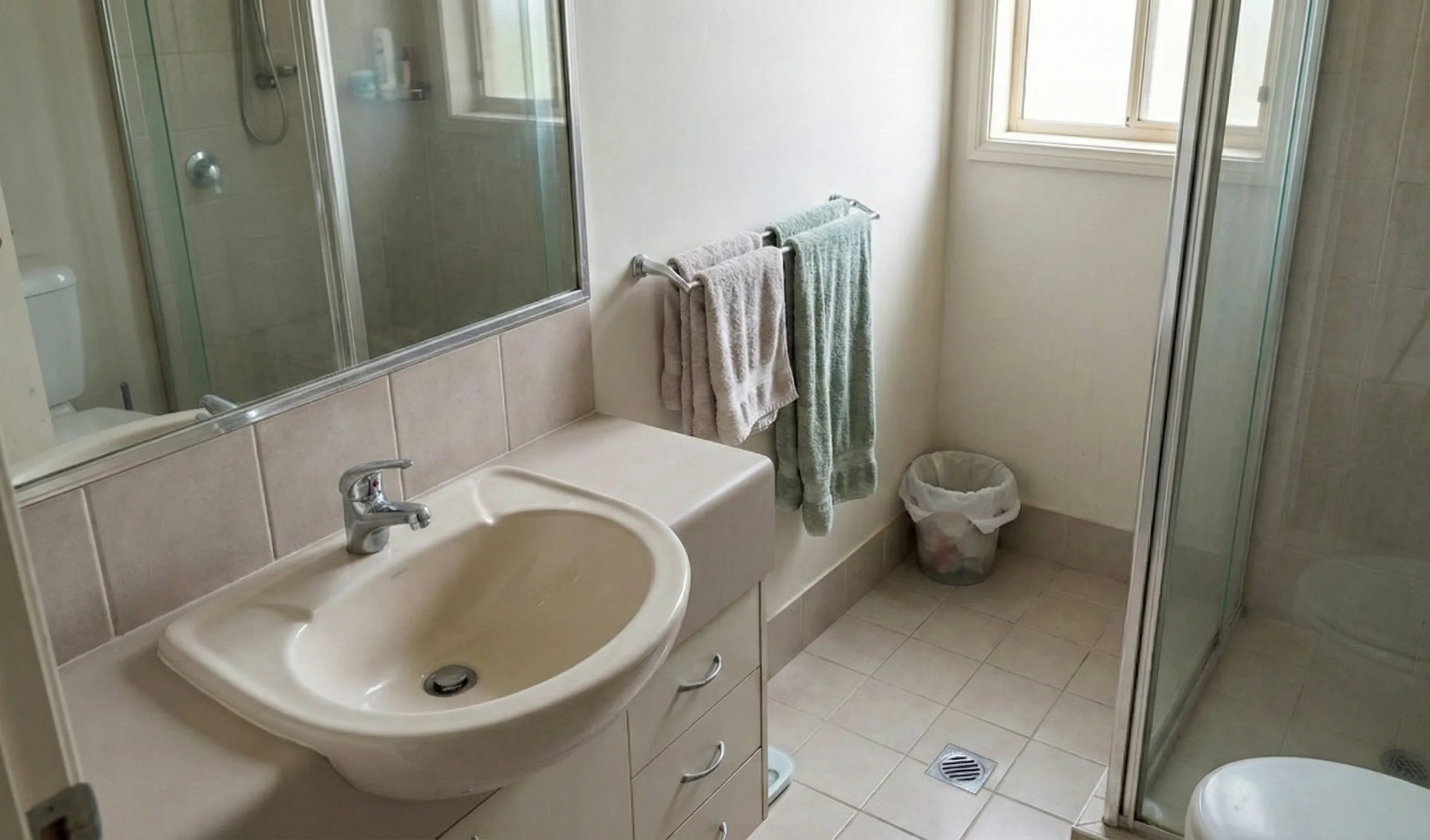 After bathroom transformation cleaning