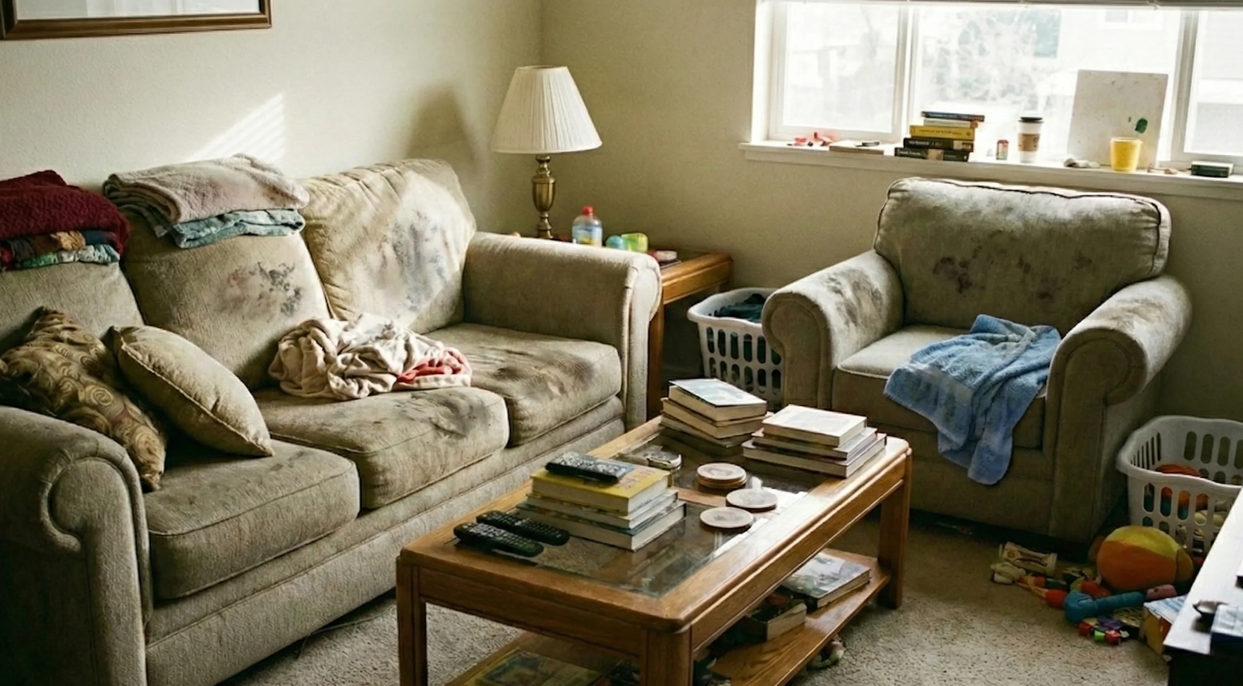 Living space before professional deep cleaning